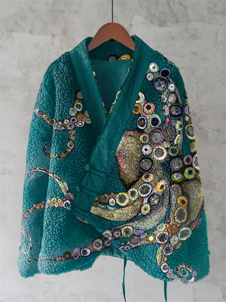 Navy Floral Sherpa Kimono Jacket 5