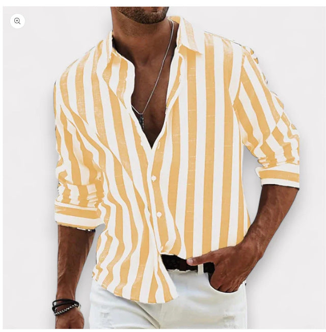Harbor Striped Long Sleeve Shirt — HDCS05 Yellow