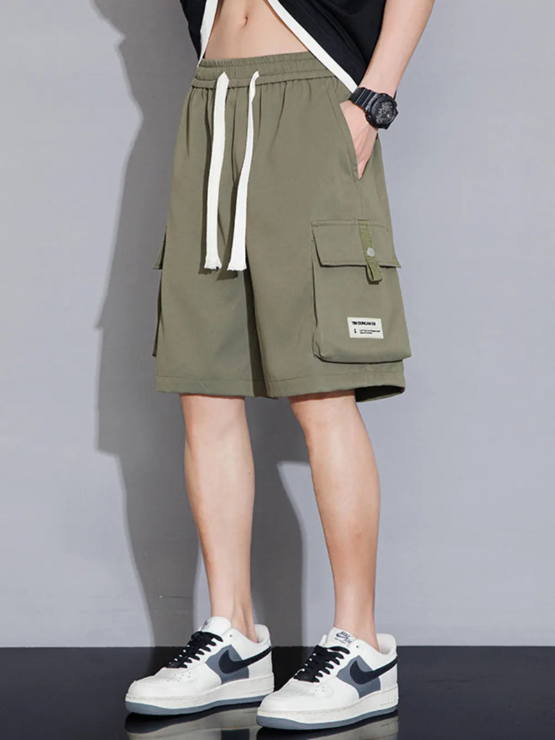 Men's Plus Size Casual Cargo Shorts with Drawstring 1