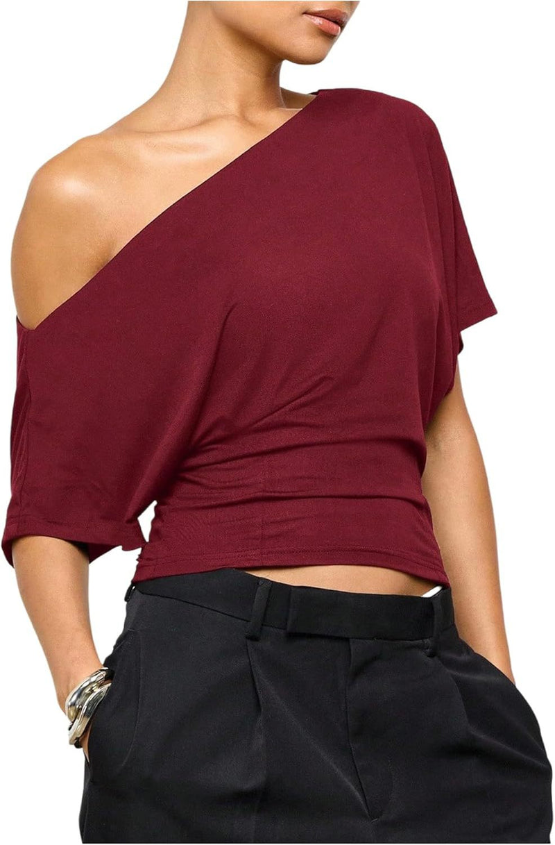 Livia Loose Summer Tee — Wine Red