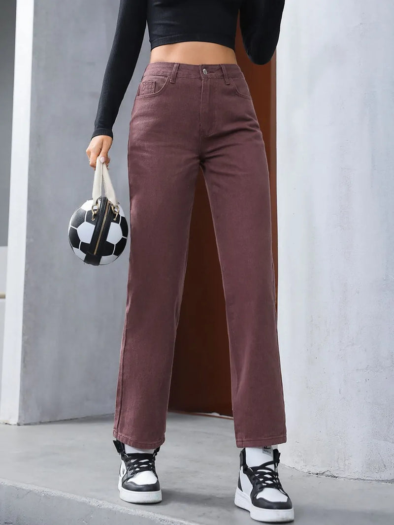 Straight Leg Jeans with Pockets 6