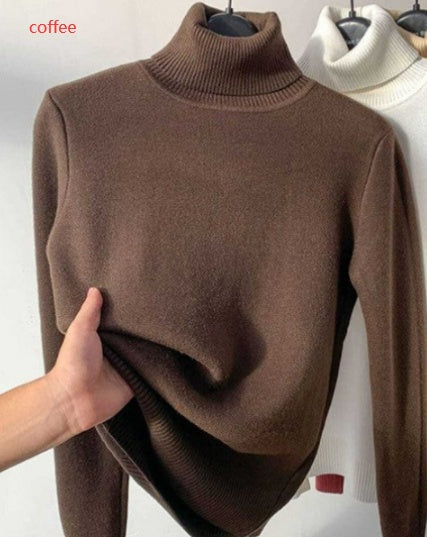 Talia Fleece Turtleneck Sweater — Coffee