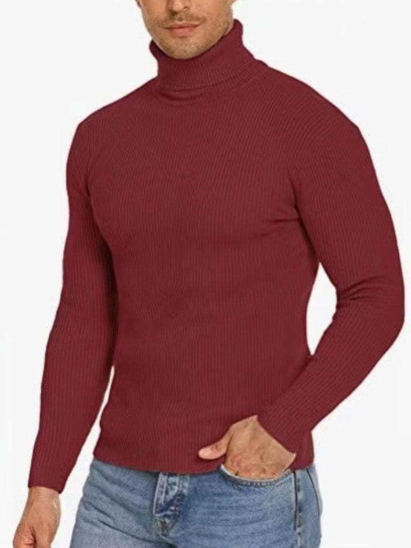 Men's Plus Size Ribbed Turtleneck Long Sleeve Sweater 2