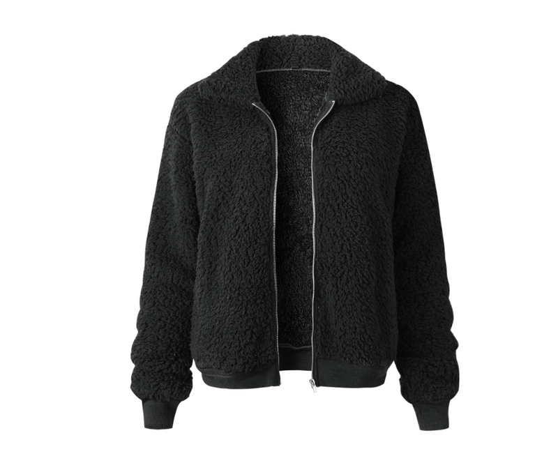 Olive Velvet Collar Jacket — Black
