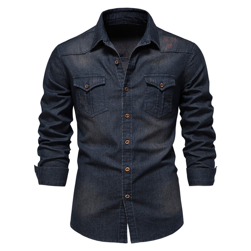 Miles Denim Button Shirt — Tibetan Blue