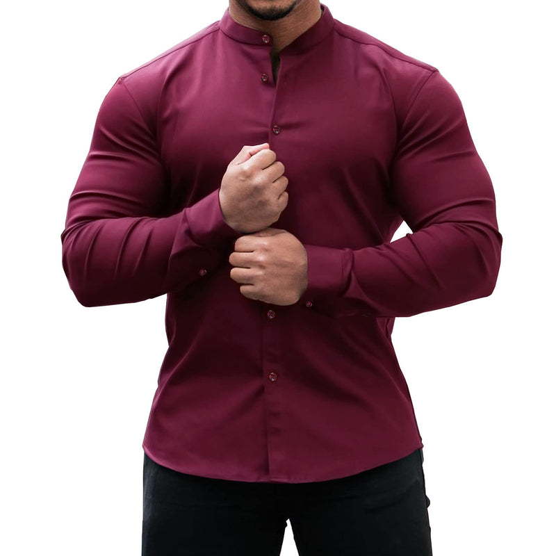 Cove White Button Down Shirt — Wine Red