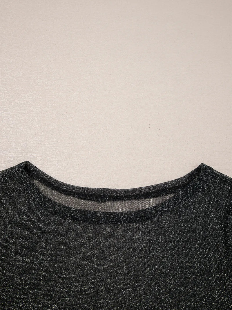 Metallic Glitter Mesh Long Sleeve Top 5