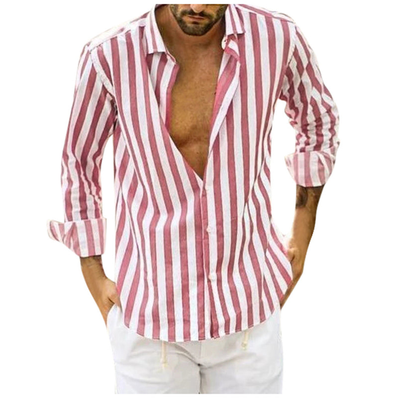 Marin Navy Stripe Shirt — Pink
