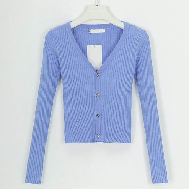 Vera Slim Knit Cardigan — Blue
