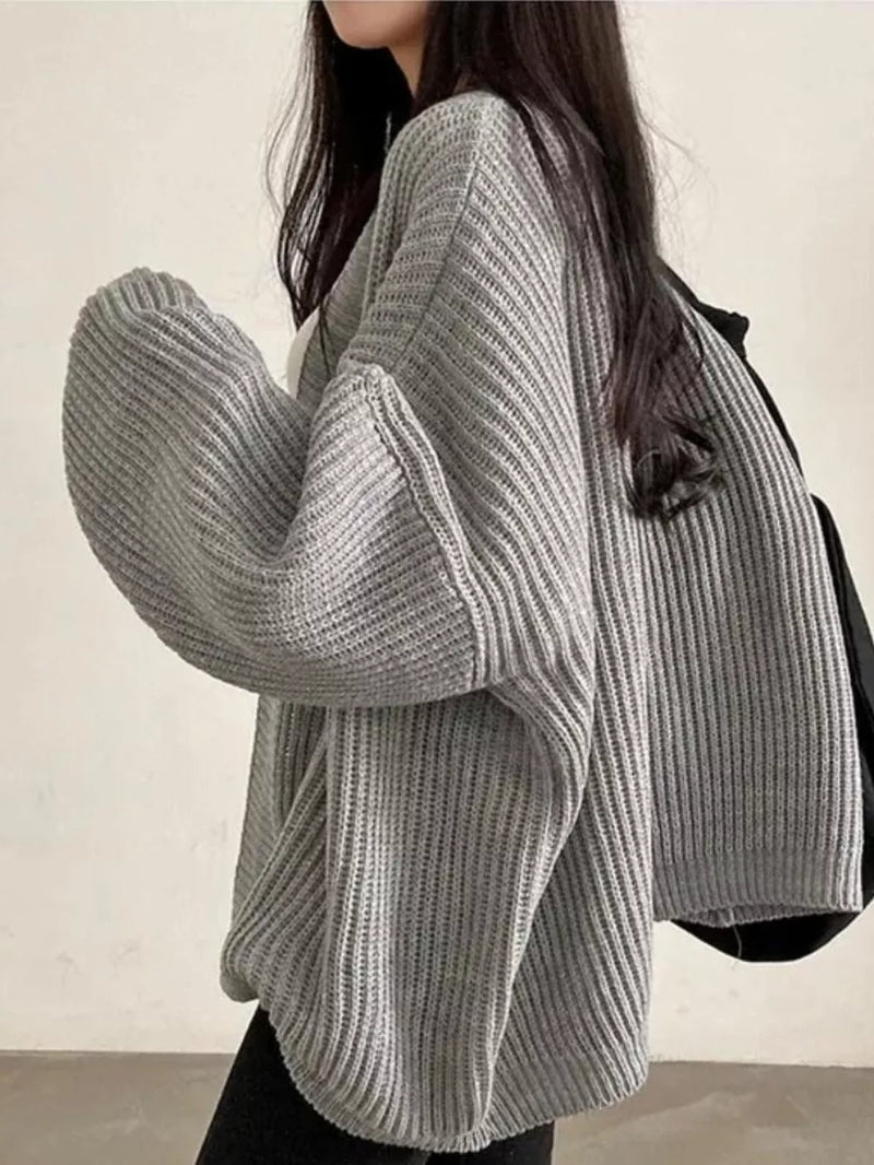 Open Front Oversized Knit Cardigan 5