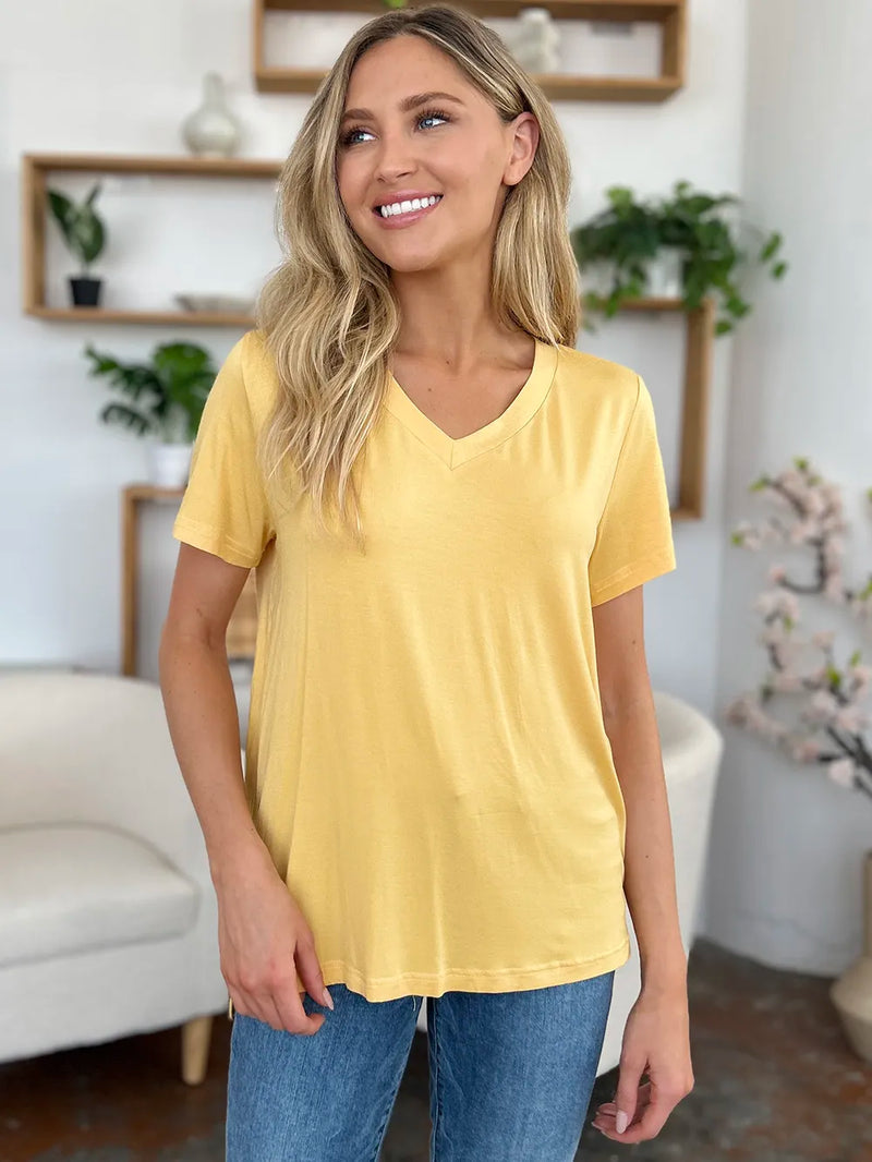Basic Bae Bamboo Full Size V-Neck High-Low T-Shirt 6