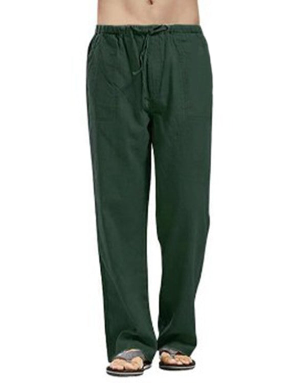 Men's Full Size Drawsting Straight Leg Pants Plus Size Black Forest