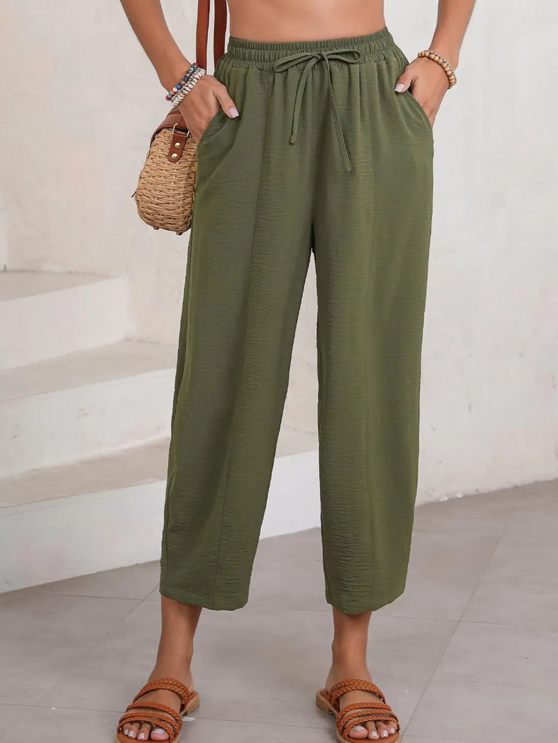 Drawstring Cropped Jogger Pants 4