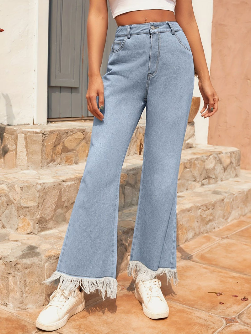 Raw Hem Bootcut Jeans with Pockets 8