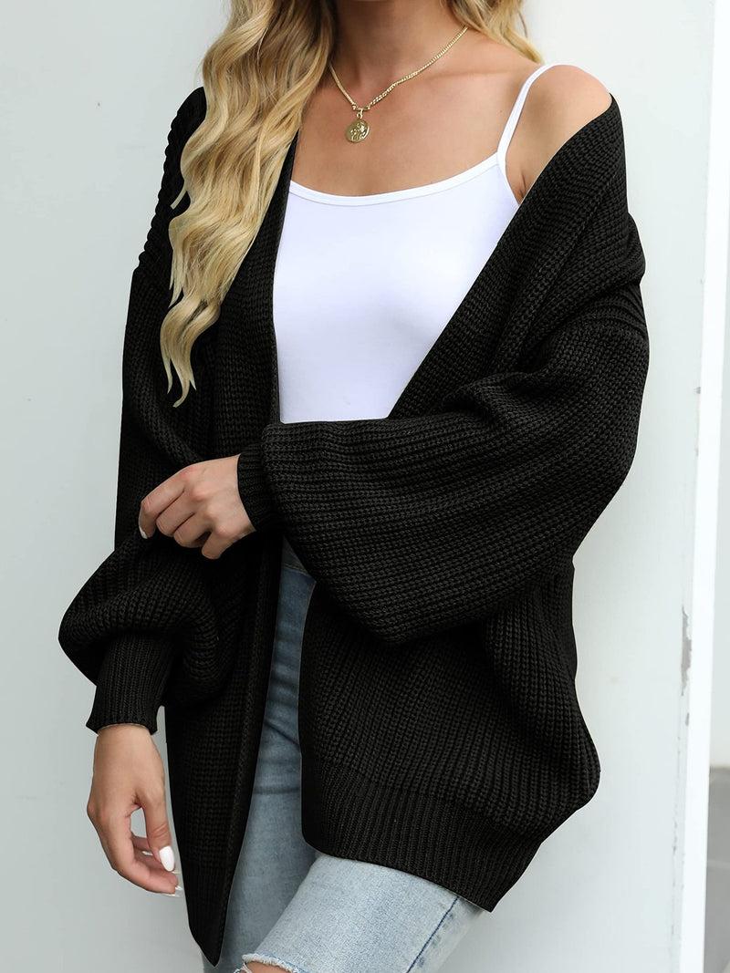 Chunky Knit Open Front Cardigan | Hazel & June Black
