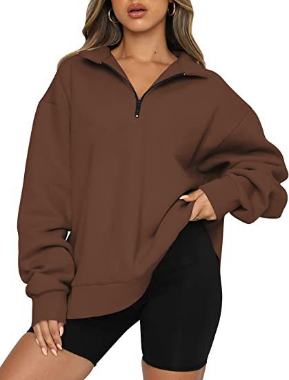 Sloane Zip-Collar Sweatshirt — Coffee