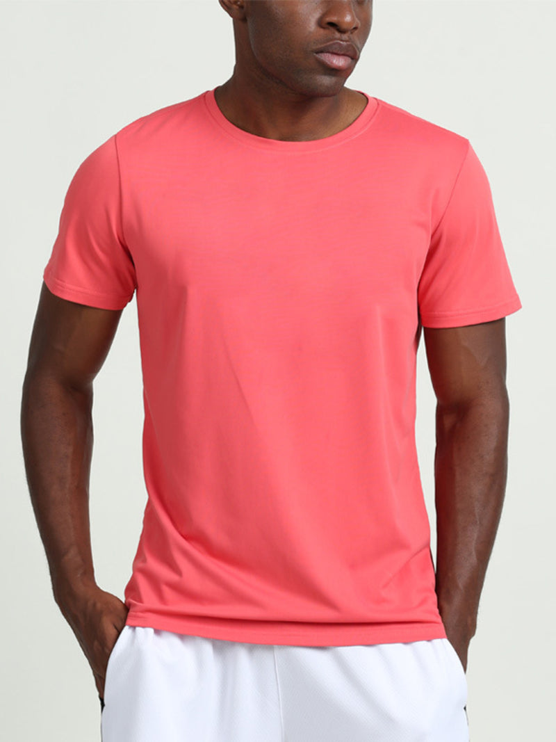 Men's Plus Size Solid Color Round Neck T-Shirt Watermelon Red
