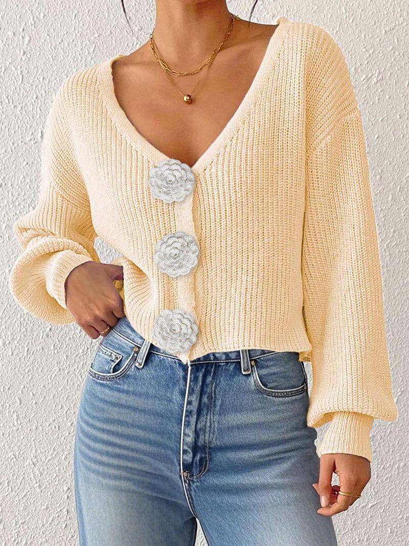 Faye Camellia-Button Knit Sweater 6