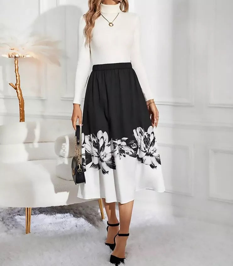 Floral Print A-Line Midi Skirt 4