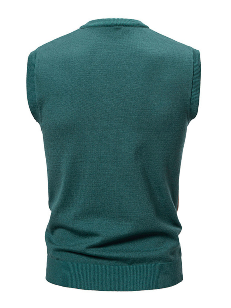 Men's Plus Size Diamond Pattern V-Neck Sweater Vest 9