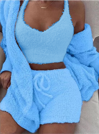 June Crop Lounge Short Set — Blue