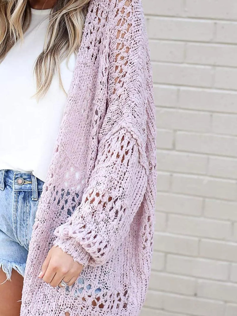 Openwork Open Front Lightweight Cardigan 2