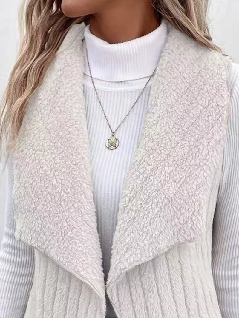 Cozy Fleece Open Front Vest Coat 8