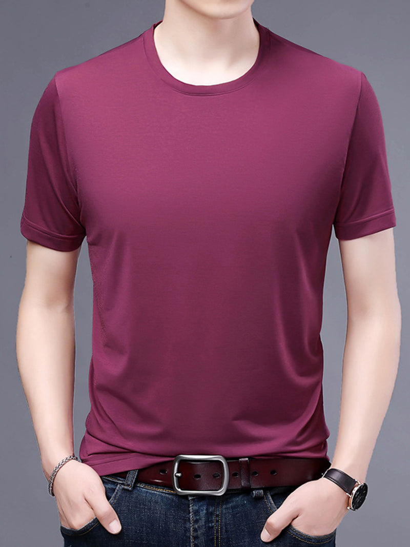 Men's Plus Size Classic Crew Neck Basic T-Shirt | Hazel & June Deep Purple