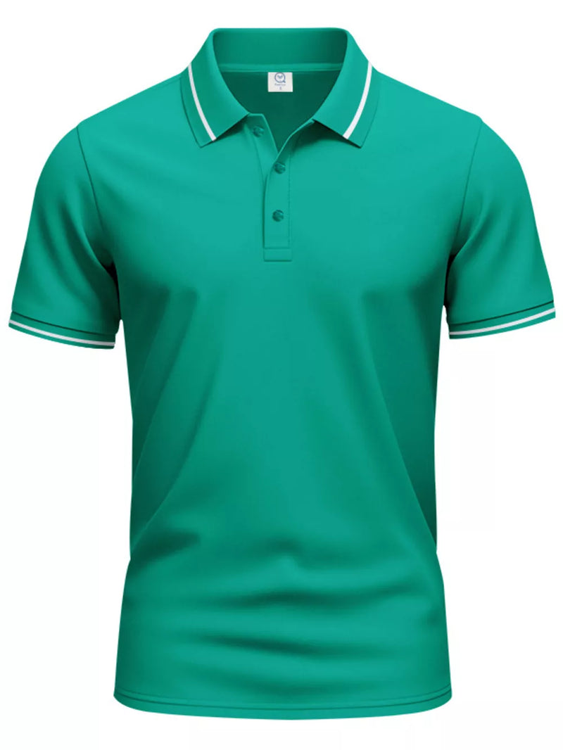 Men's Full Size Contrast Trim Short Sleeve Polo Plus Size 6