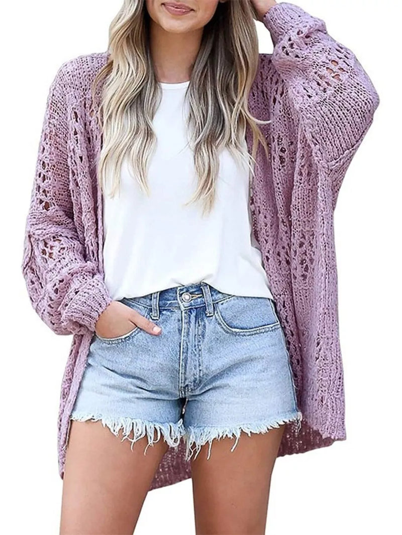 Openwork Open Front Lightweight Cardigan 3