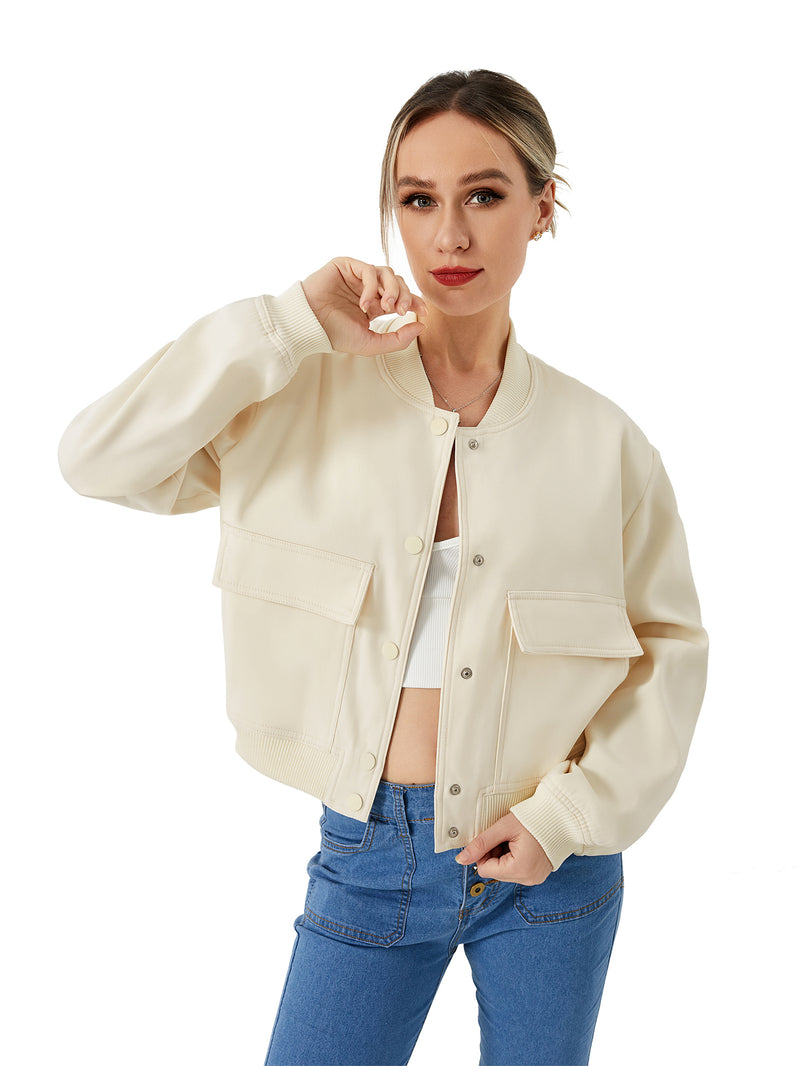 Wren Khaki Bomber Jacket — White