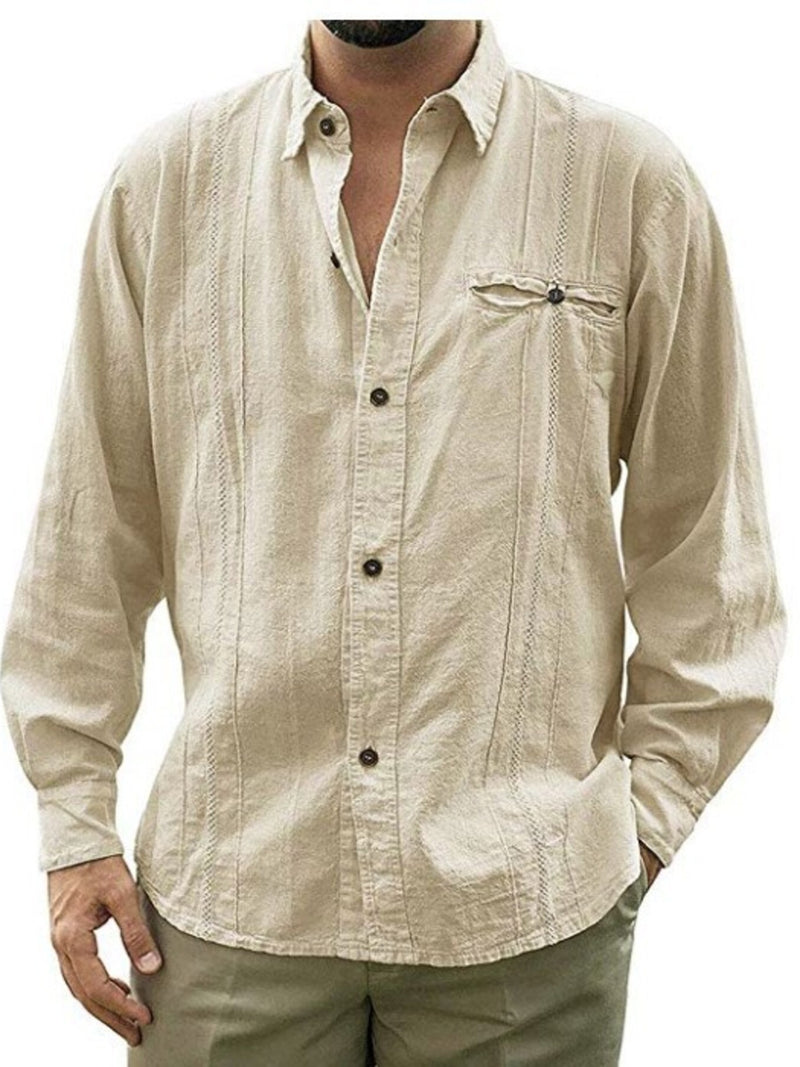 Men's Plus Size Button Up Long Sleeve Shirt | Hazel & June Khaki