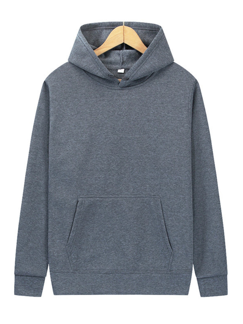 Men's Full Size Kangaroo Pocket Long Sleeve Hoodie Plus Size | Hazel & June Dark Gray