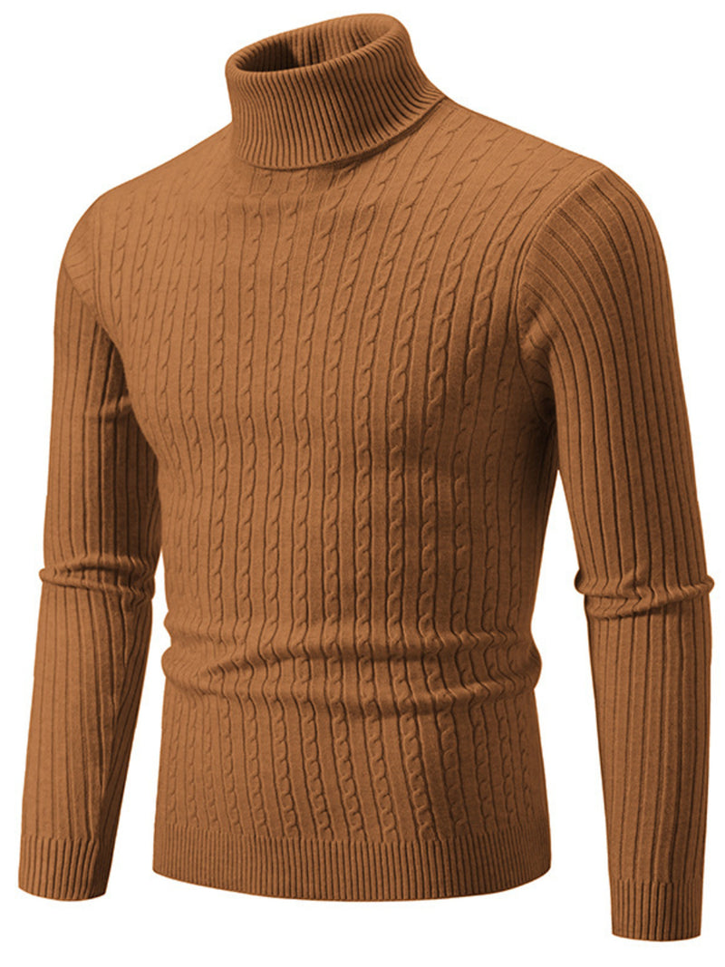 Men's Plus Size Ribbed Turtleneck Long Sleeve Sweater 11