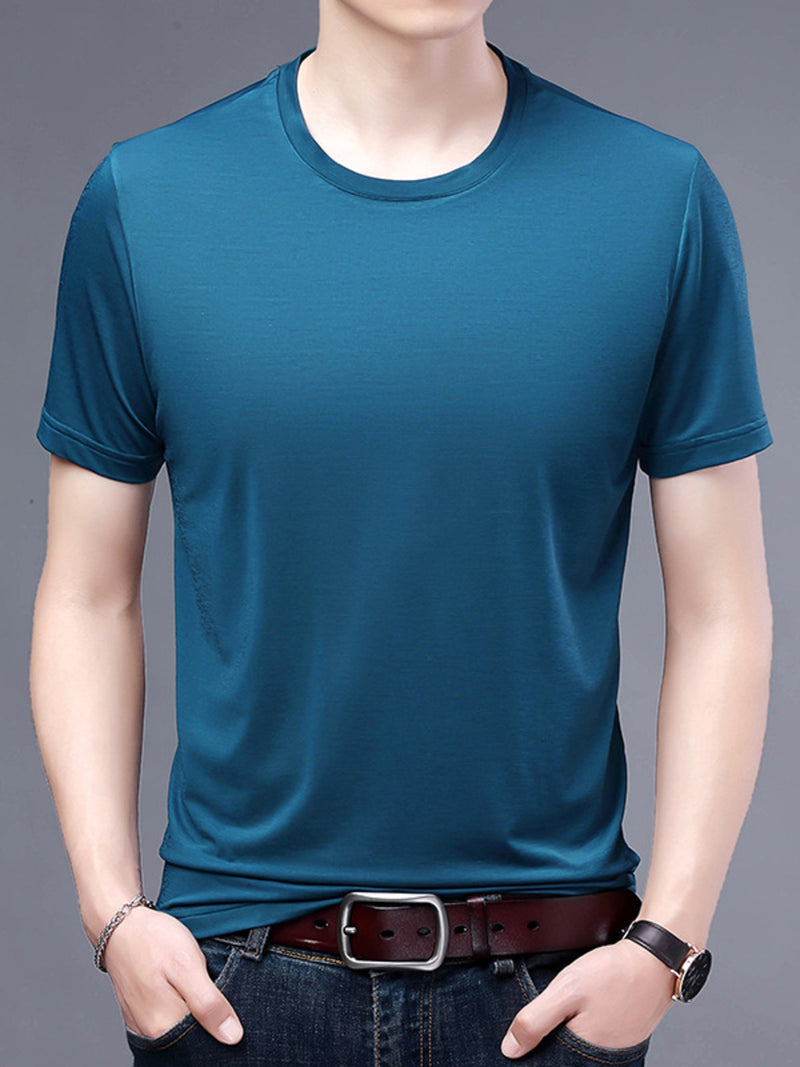 Men's Plus Size Classic Crew Neck Basic T-Shirt | Hazel & June Cerulean