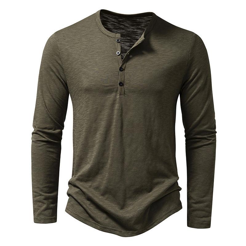 Theo Long-Sleeve Basic Tee — Army Green