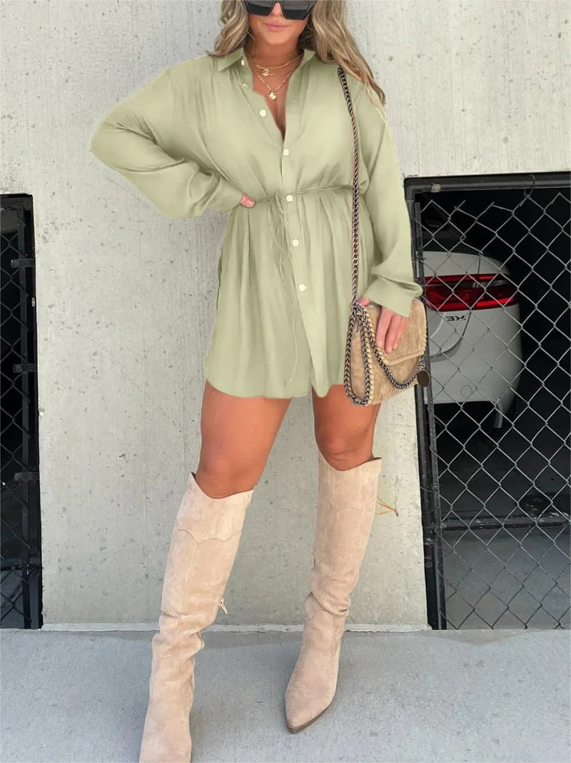 Arden Button Shirt Jumpsuit — Mint Green