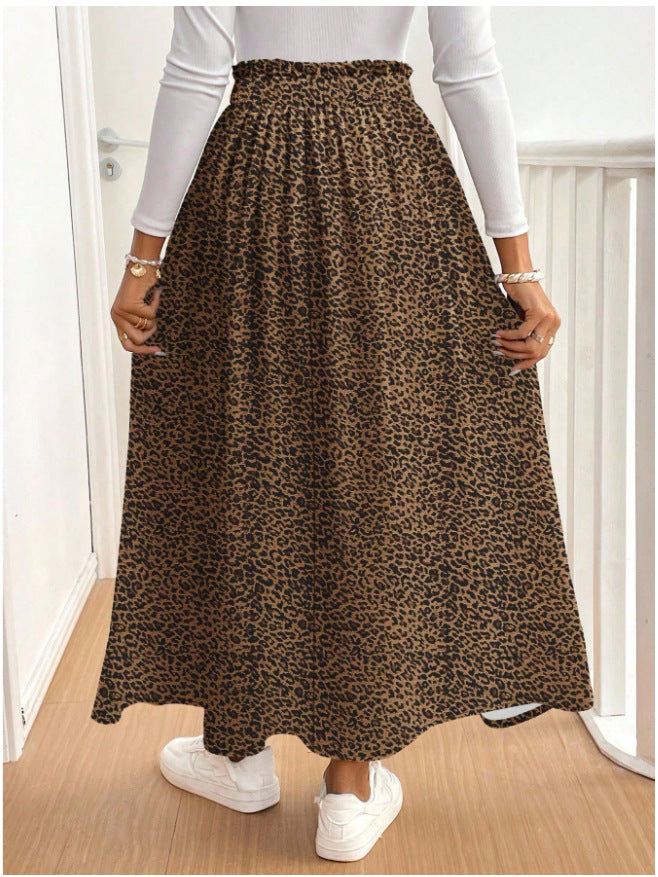 Meadow Ditsy Floral Slit Skirt — Dark Brown