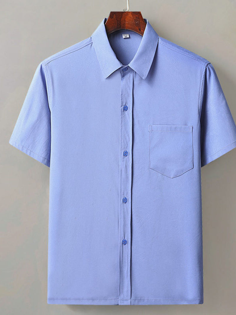 Men's Full Size Button Up Short Sleeve Shirt Plus Size Dusty Blue