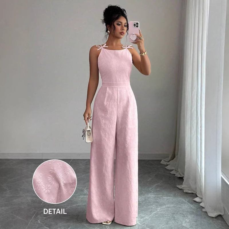 Elegant Womens Jumpsuit With A Bow At The Shou 5