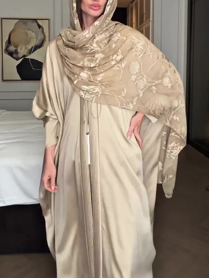 Beige Floral Jacquard Kimono Cardigan 1