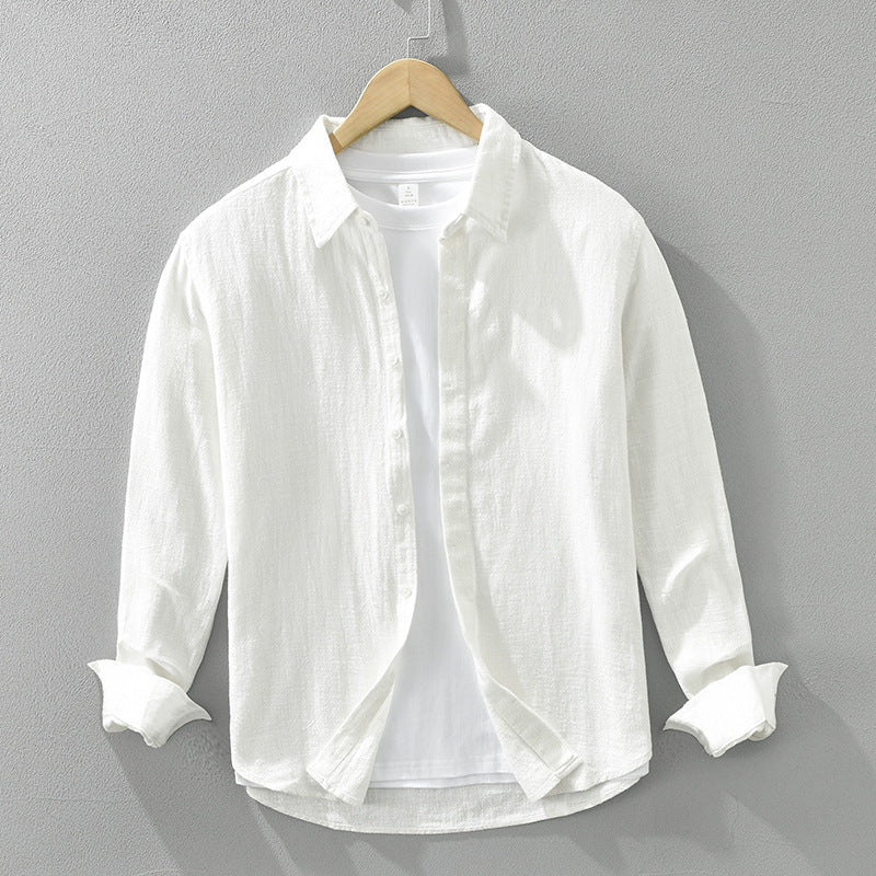 Kaia Linen-Look Relaxed Shirt in White