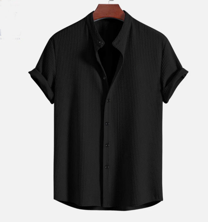 Cole Short-Sleeve Camp Shirt in Black
