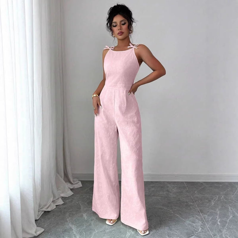 Elegant Womens Jumpsuit With A Bow At The Shou 2