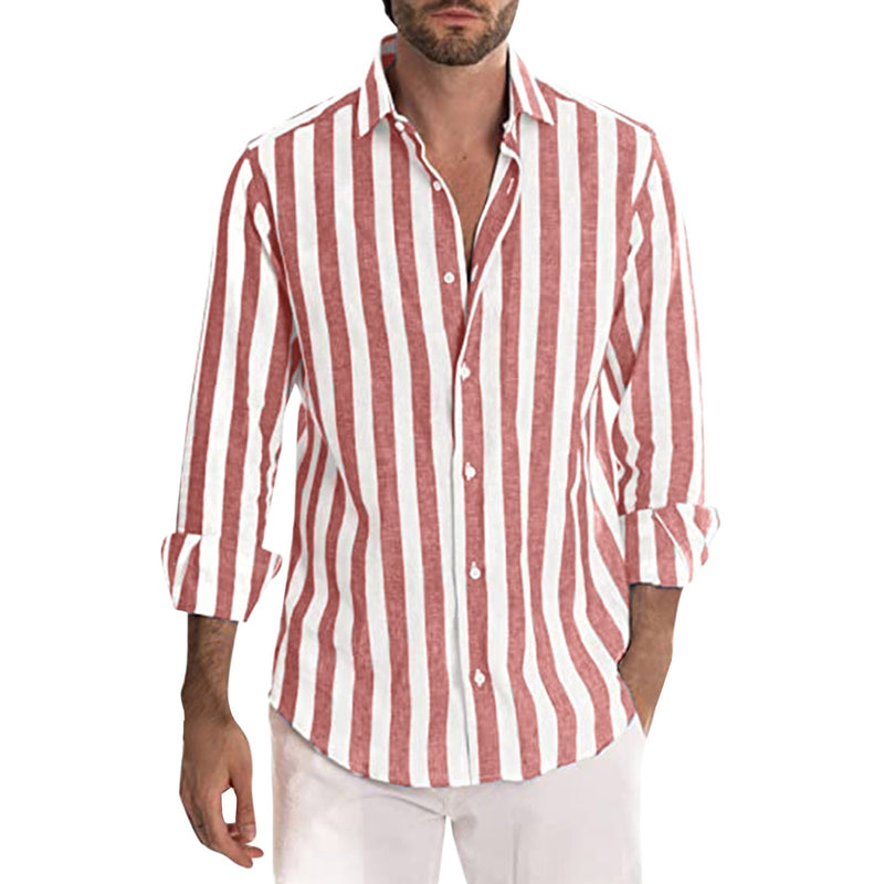 Harbor Striped Long Sleeve Shirt — Red