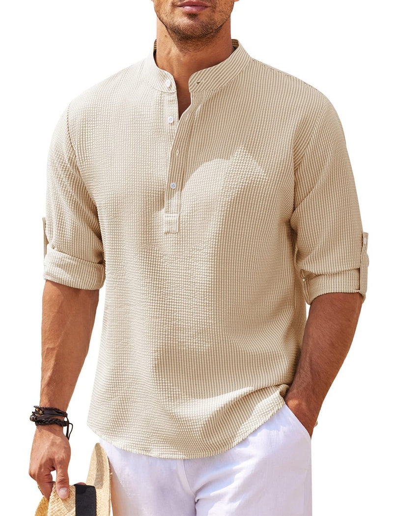 Stone Stand Collar Shirt — Khaki