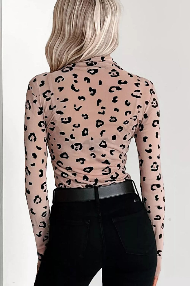 Leopard Print Sheer Mesh Bodysuit 2