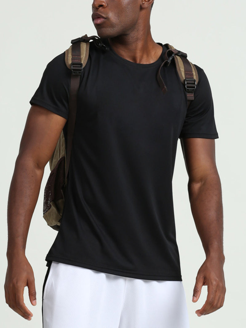 Men's Plus Size Solid Color Round Neck T-Shirt Black