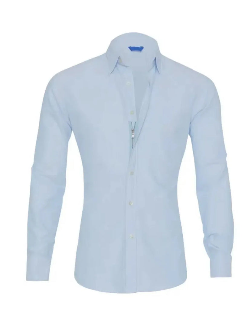 Men's Full Size Classic Button-Down Long Sleeve Business Shirt Plus Size 4