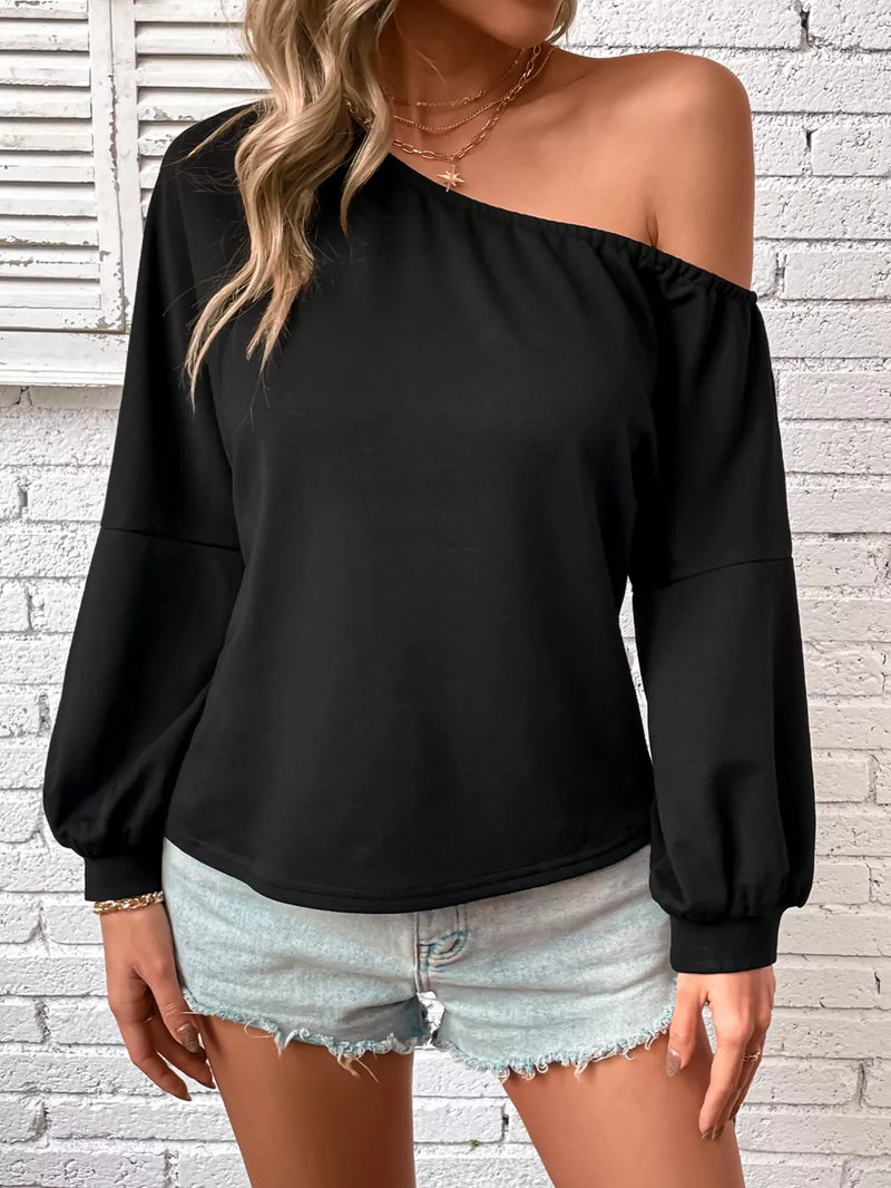 One-Shoulder Long Sleeve Casual Sweatshirt 4